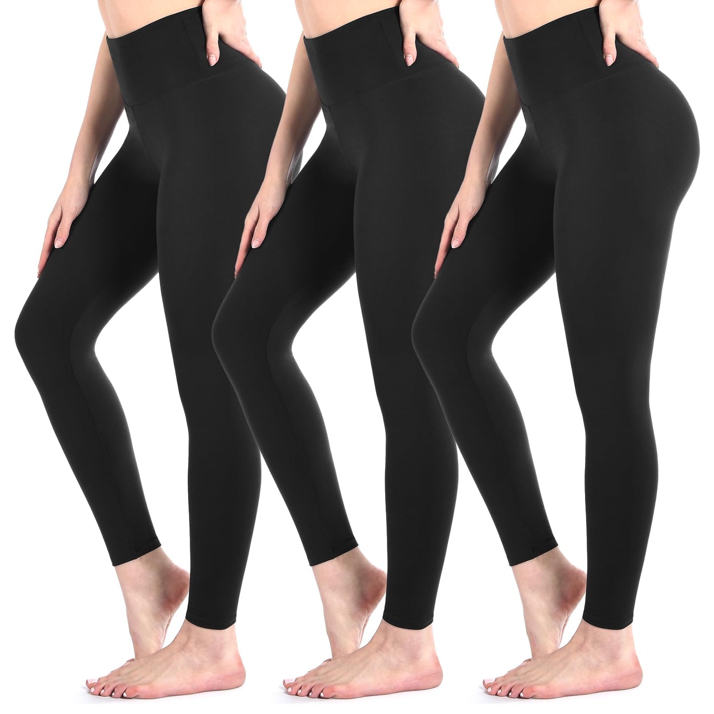 3 Pack Black Leggings for Women