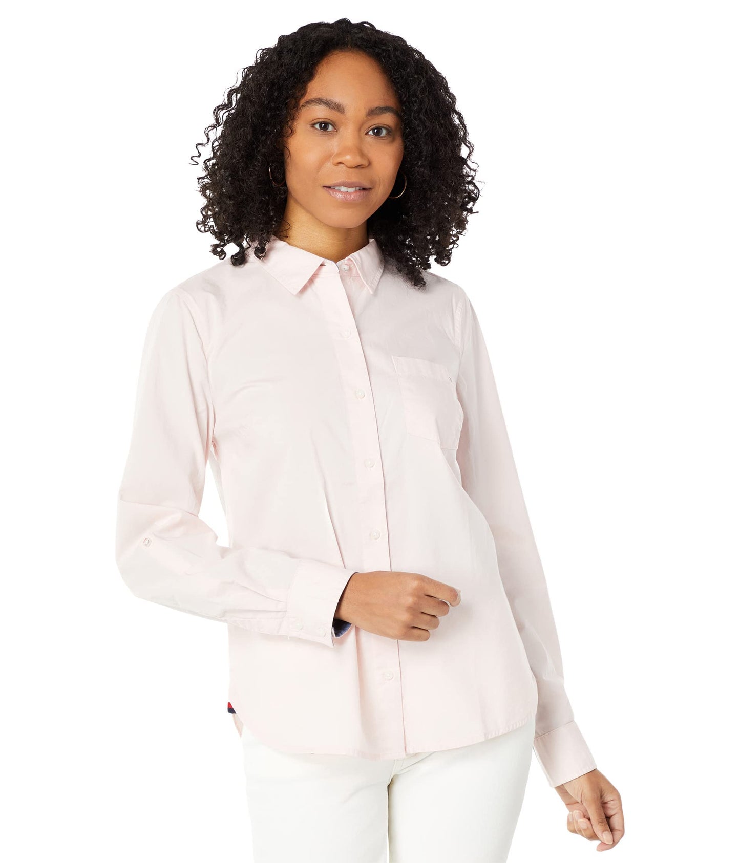 Tommy Hilfiger Women's Plaid Roll Tab Top Button Down Shirt