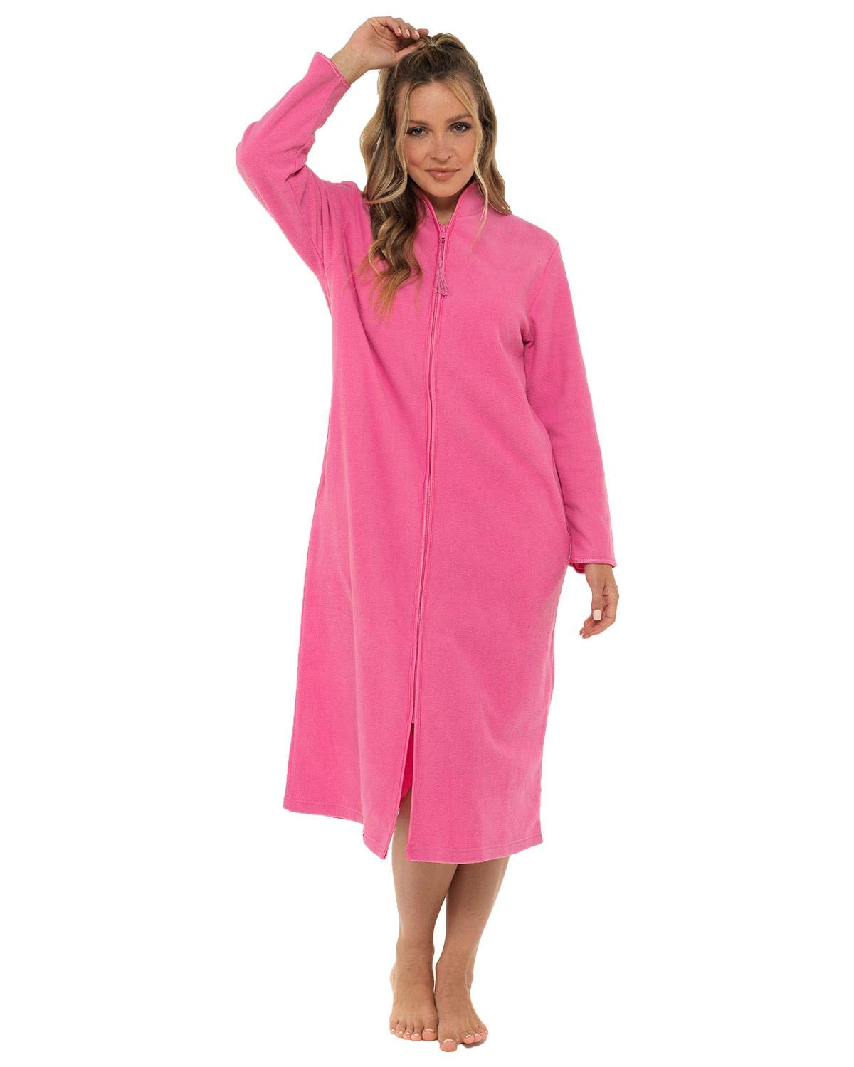 Undercover Ladies' Soft Fleece Zip Gown with Satin Trim