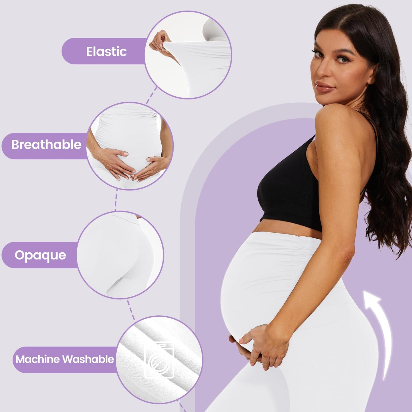 2 Pack Maternity Leggings Over Bump with Pockets High Waist