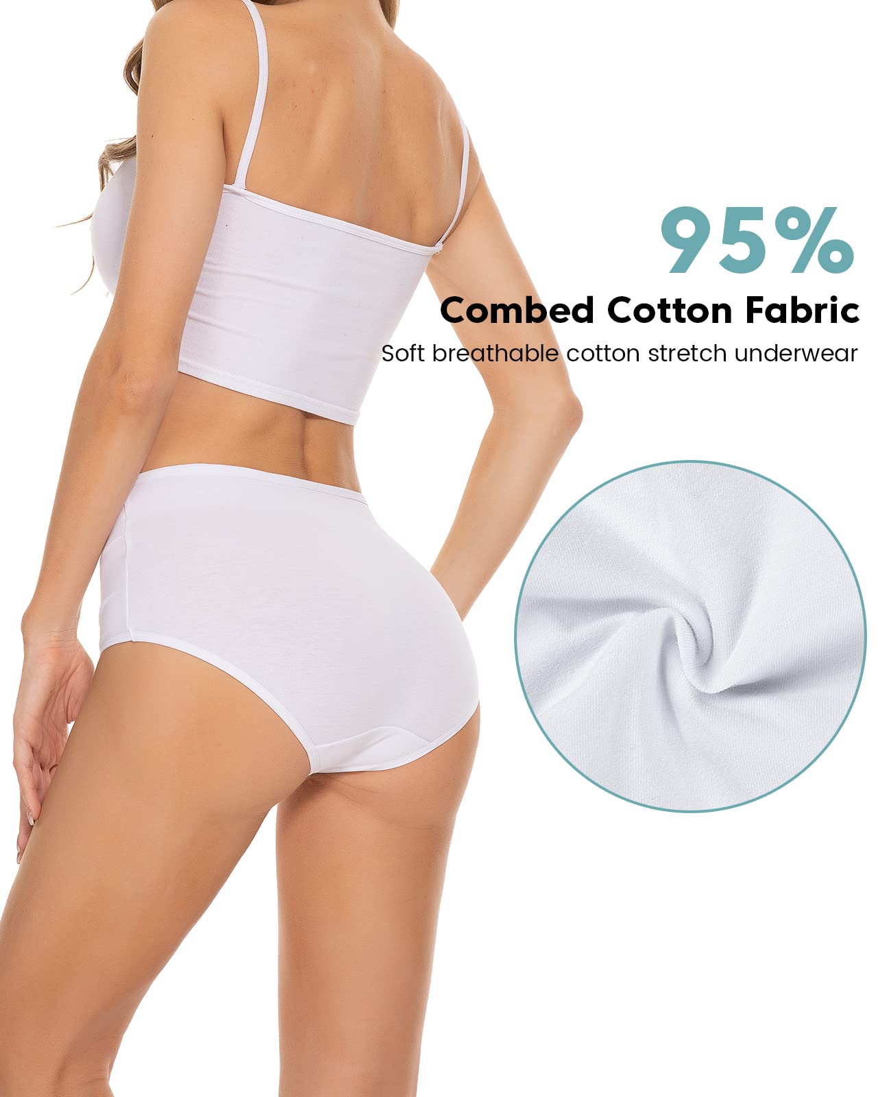PULIOU Ladies High Waisted Cotton Underwear Panties