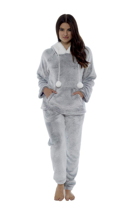 Daisy Dreamer Women's Shimmer Fleece Pyjamas, Fluffy Soft Hooded Twosie Pyjama Set, Size 8-22, LN769