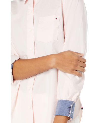 Tommy Hilfiger Women's Plaid Roll Tab Top Button Down Shirt