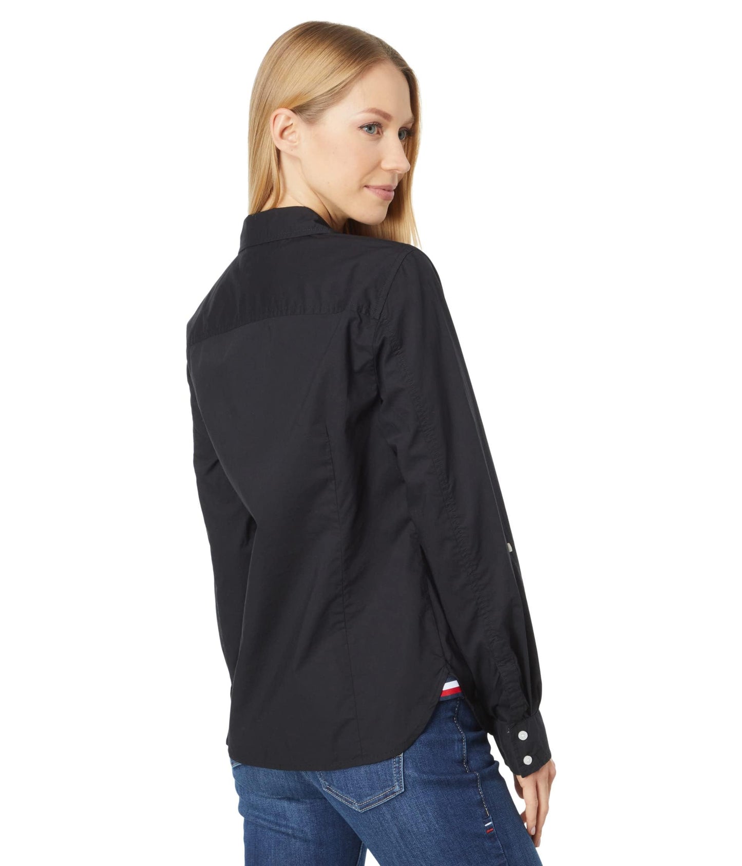 Tommy Hilfiger Women's Plaid Roll Tab Top Button Down Shirt