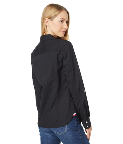 Tommy Hilfiger Women's Plaid Roll Tab Top Button Down Shirt