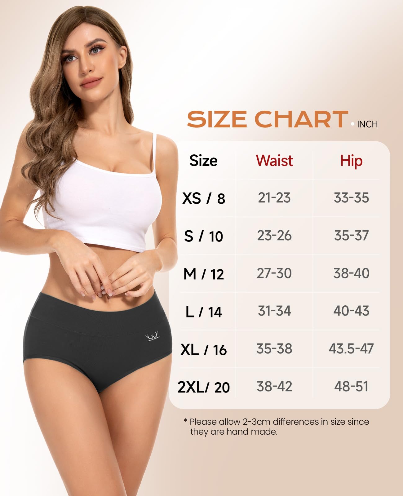 PULIOU Ladies High Waisted Cotton Underwear Panties
