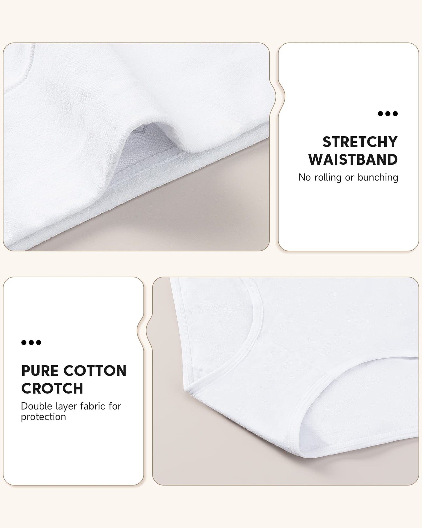 PULIOU Ladies High Waisted Cotton Underwear Panties