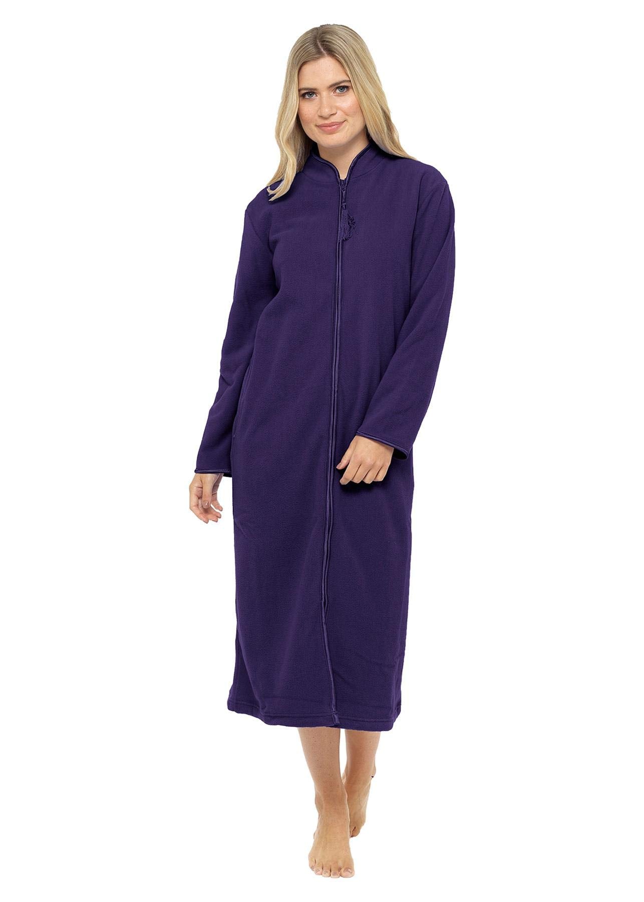 Undercover Ladies' Soft Fleece Zip Gown with Satin Trim