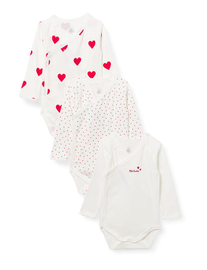 Petit Bateau Baby Girls' Long Sleeve Newborn Body (Pack of 3)