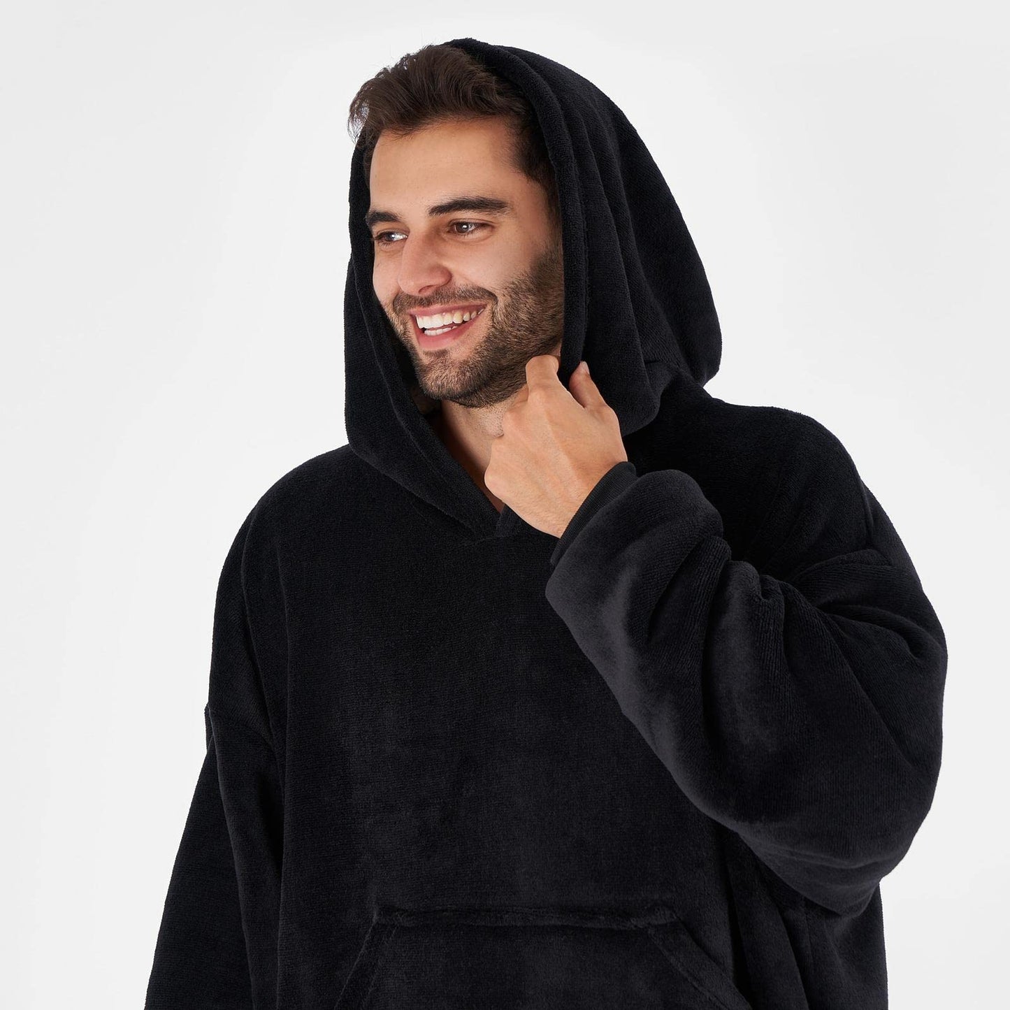 Sienna Extra Long Oversized Blanket Hoodie Wearable Throw with Pockets Sleeves Soft Sherpa Fleece Wearable Throw Giant Sweatshirt, Charcoal Grey