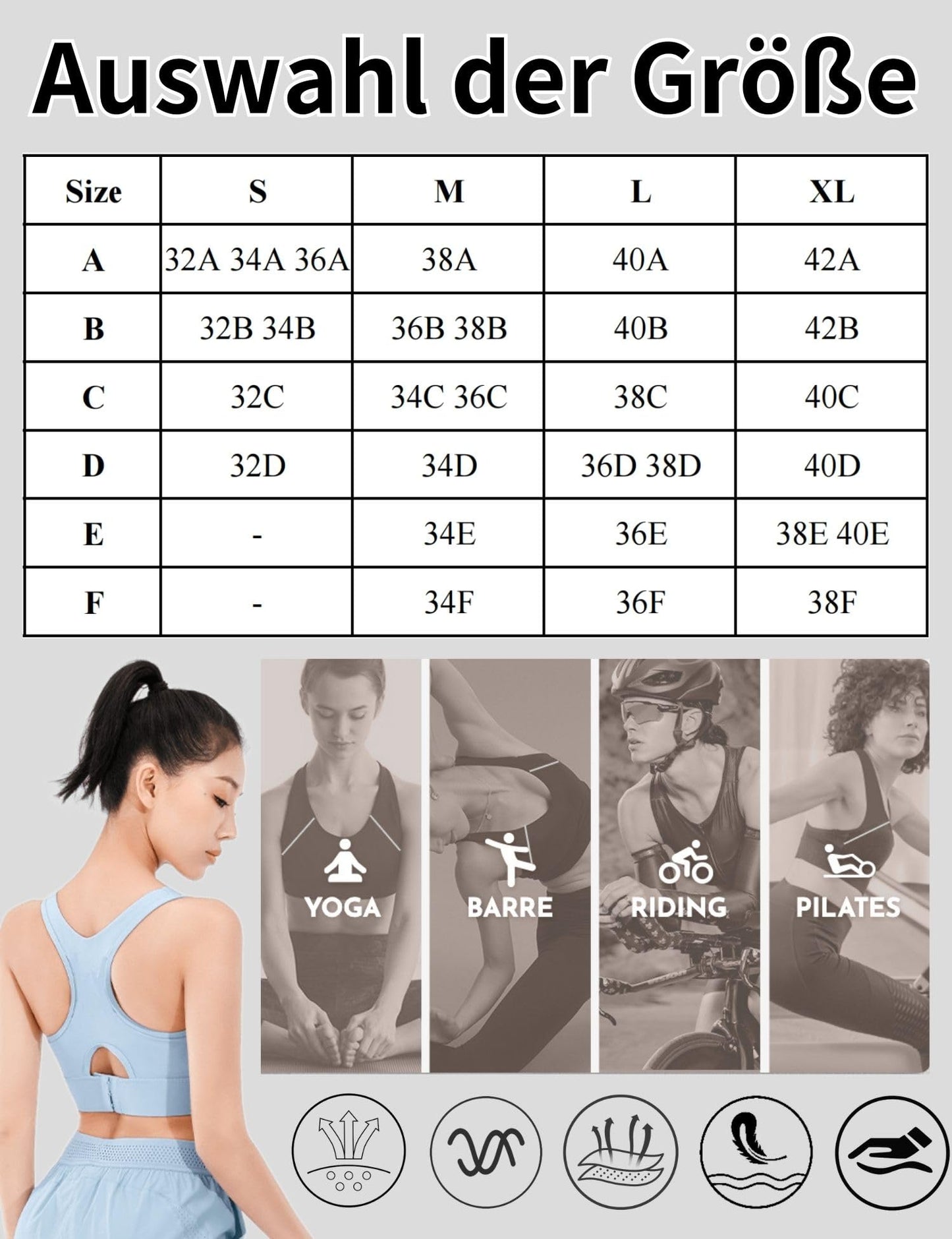 Paeceioni Women's Sports Bra, High Support, White, Regular