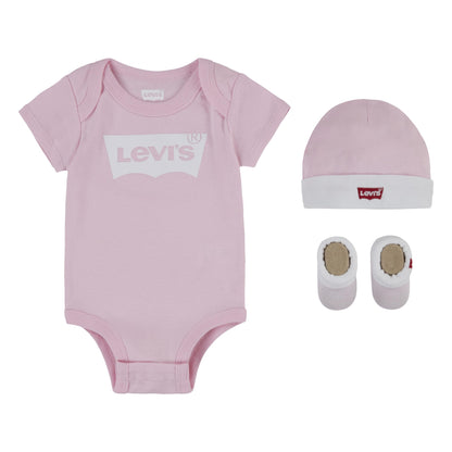 Levi's Baby Boys' Classic Batwing Infant Hat Bodysuit Bootie Set 3pc Toddler