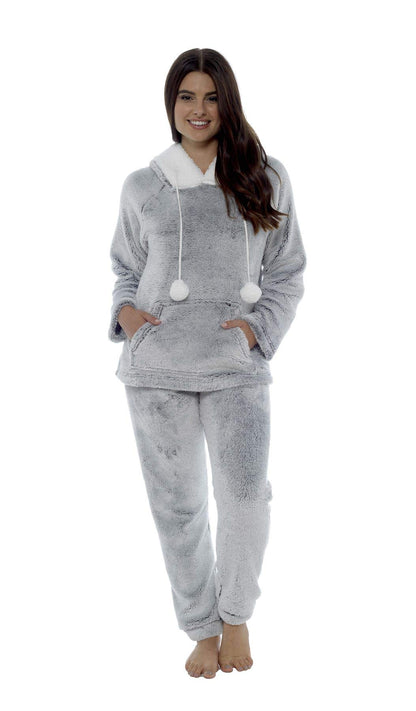 Daisy Dreamer Women's Shimmer Fleece Pyjamas, Fluffy Soft Hooded Twosie Pyjama Set, Size 8-22, LN769