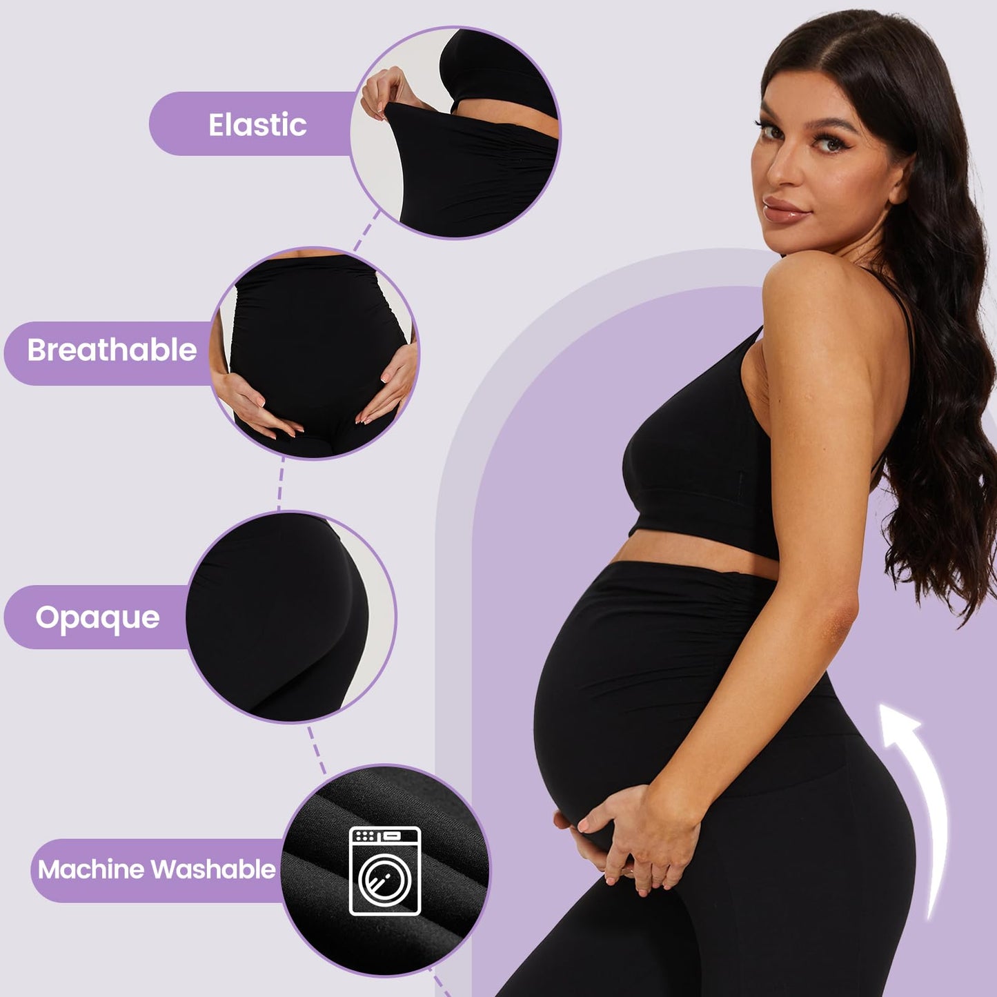2 Pack Maternity Leggings Over Bump with Pockets High Waist