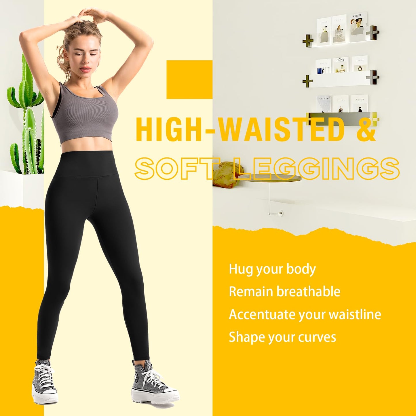 3 Pack Black Leggings for Women
