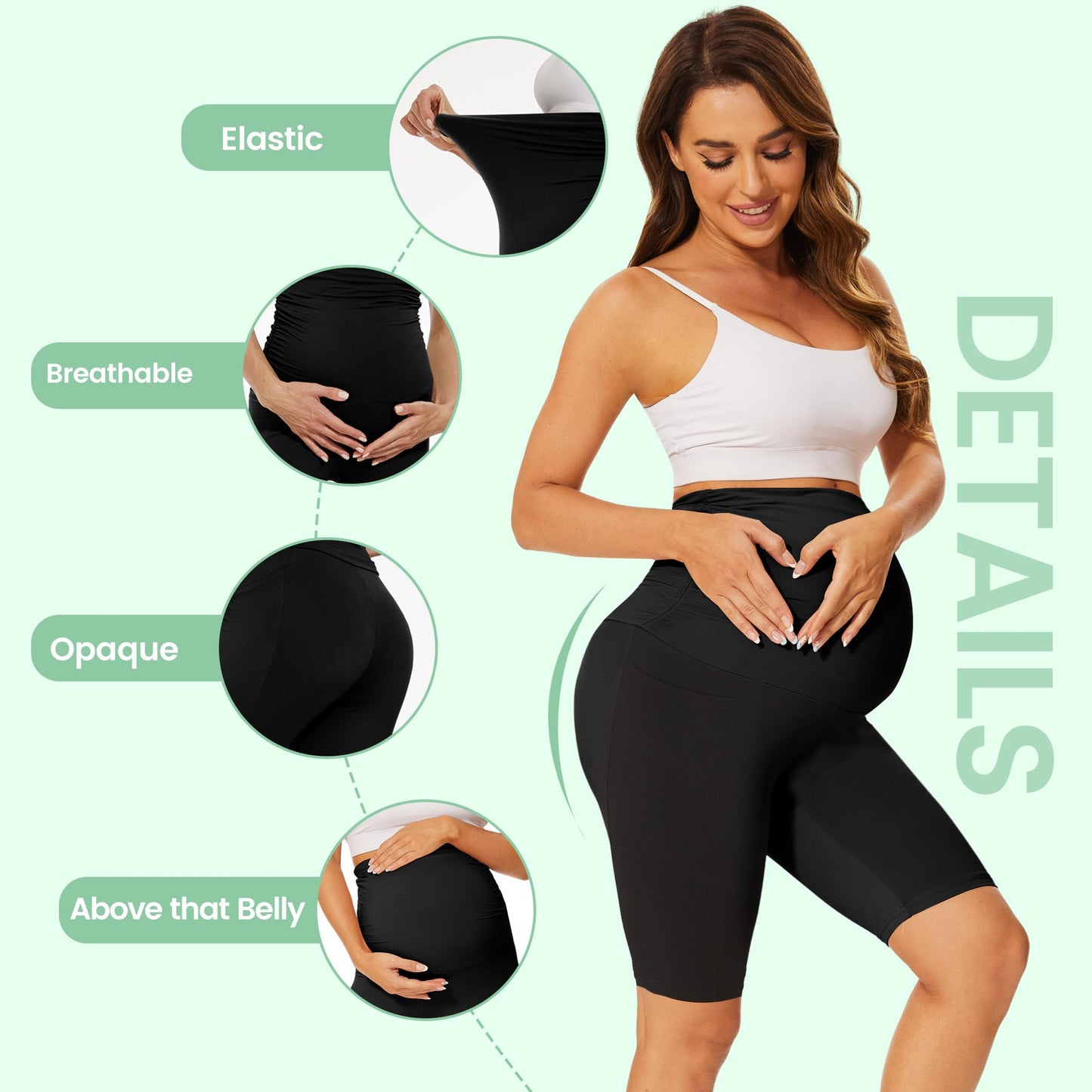 2 Pack Maternity Leggings Over Bump with Pockets High Waist