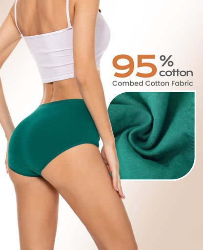PULIOU Ladies High Waisted Cotton Underwear Panties