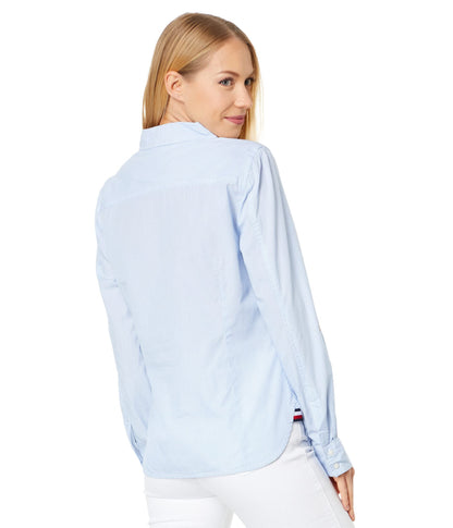 Tommy Hilfiger Women's Plaid Roll Tab Top Button Down Shirt