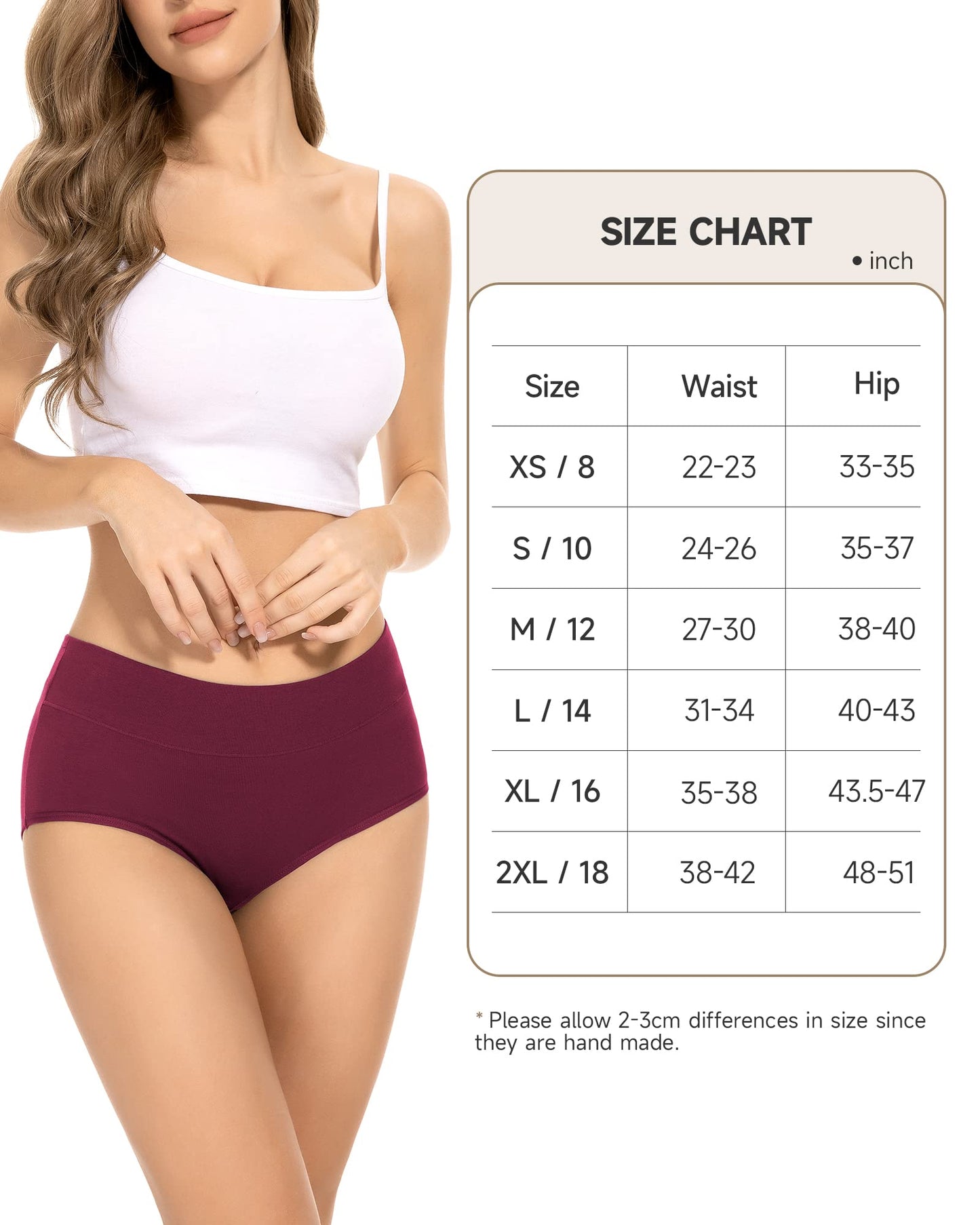 PULIOU Ladies High Waisted Cotton Underwear Panties