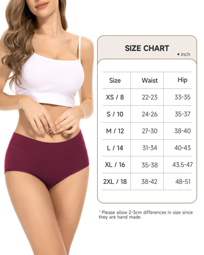 PULIOU Ladies High Waisted Cotton Underwear Panties