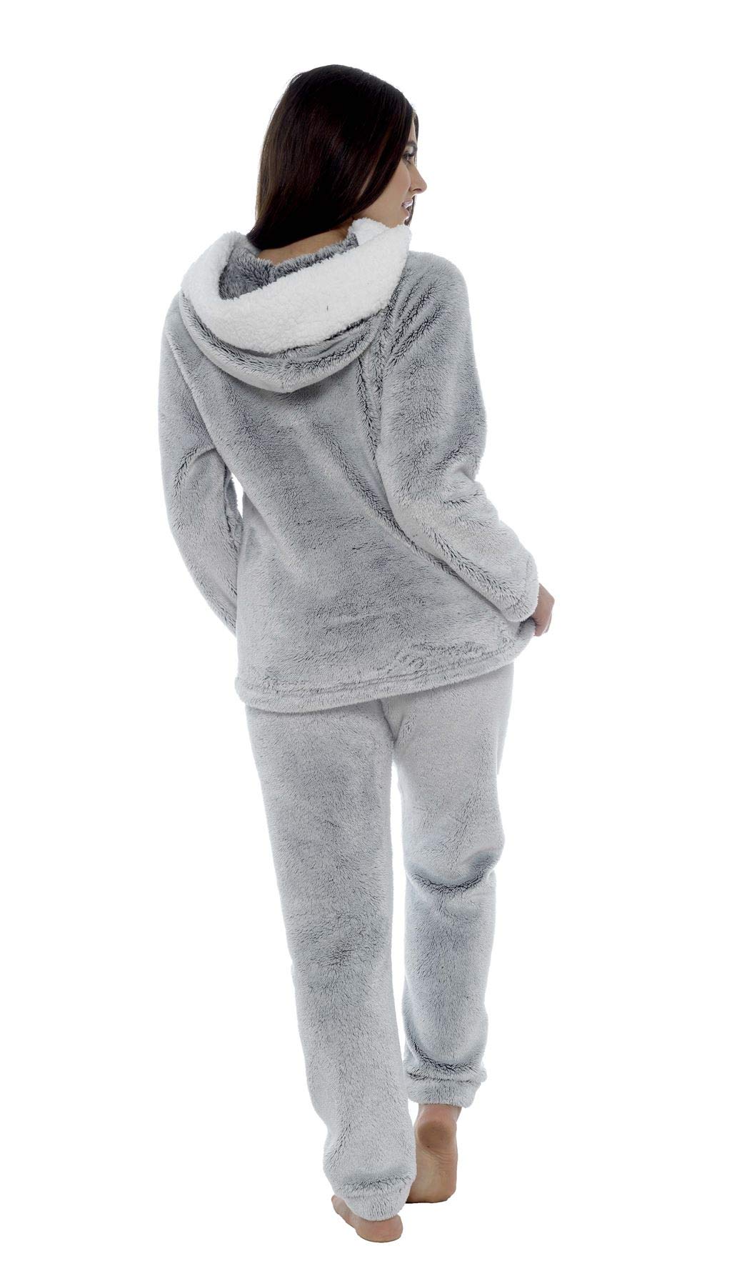 Daisy Dreamer Women's Shimmer Fleece Pyjamas, Fluffy Soft Hooded Twosie Pyjama Set, Size 8-22, LN769