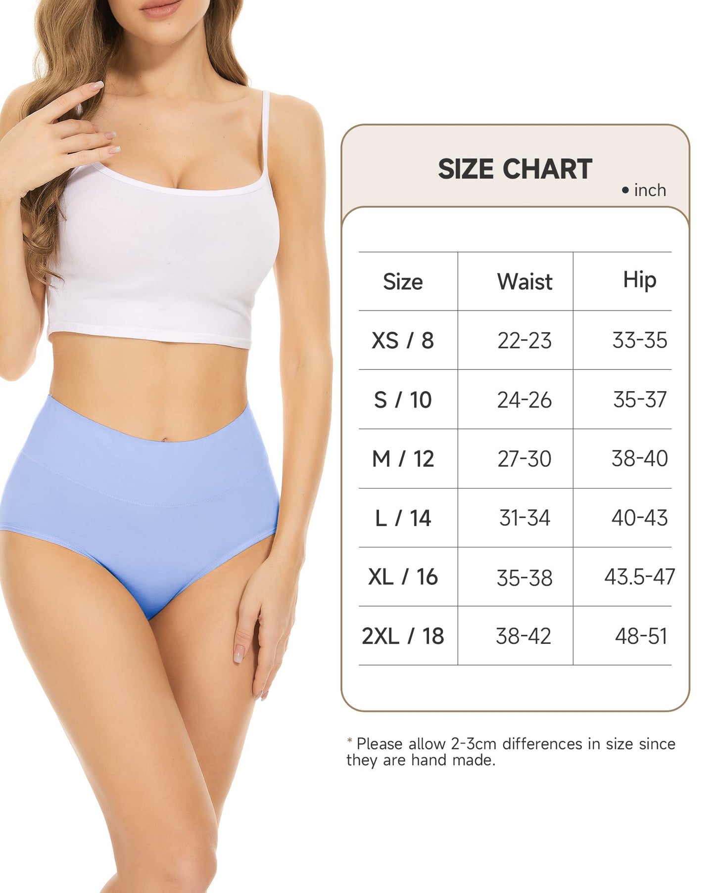 PULIOU Ladies High Waisted Cotton Underwear Panties