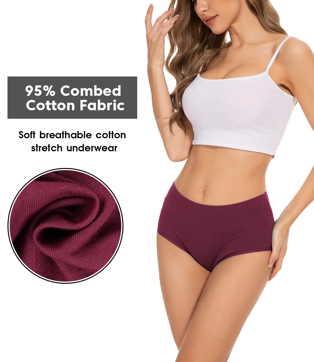 PULIOU Ladies High Waisted Cotton Underwear Panties