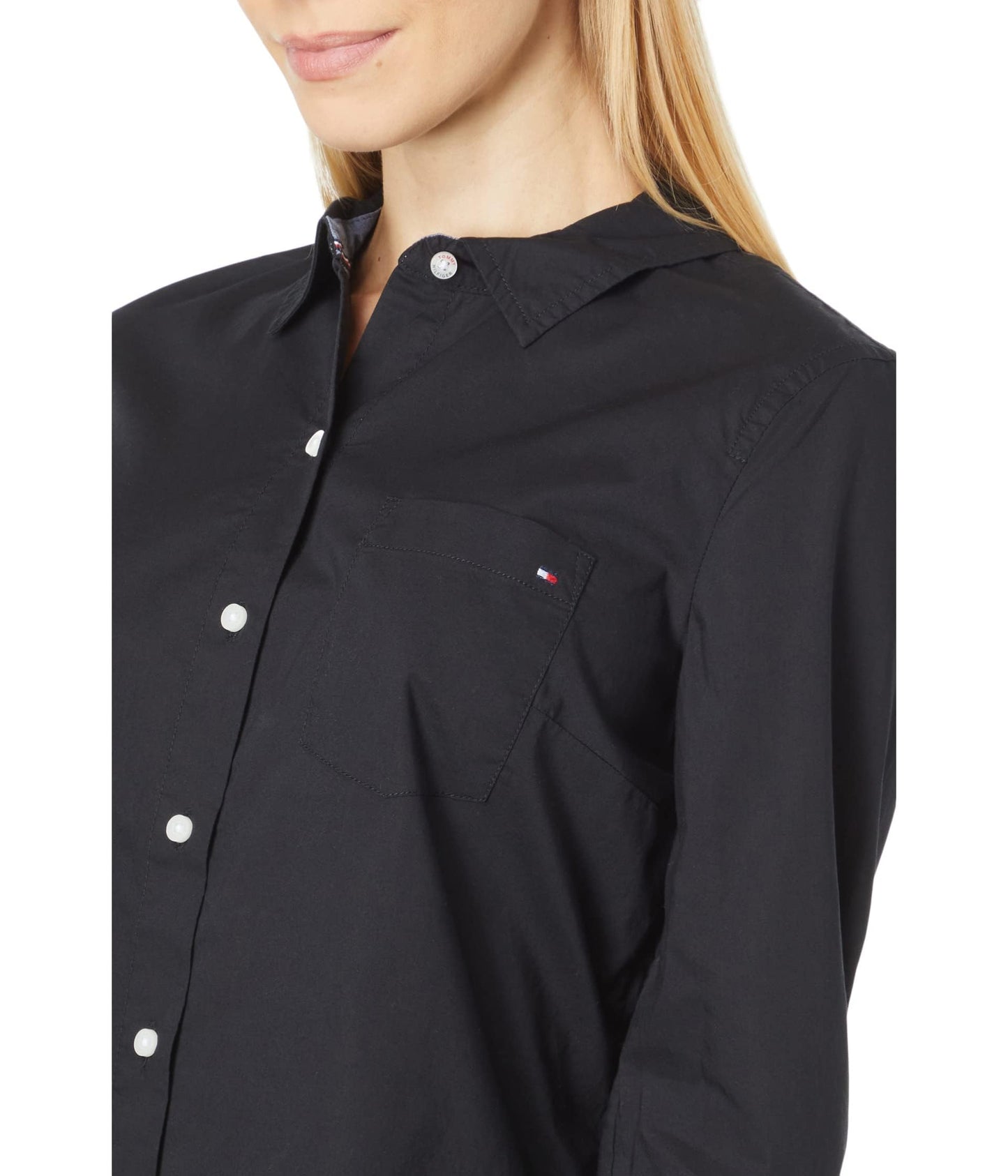 Tommy Hilfiger Women's Plaid Roll Tab Top Button Down Shirt