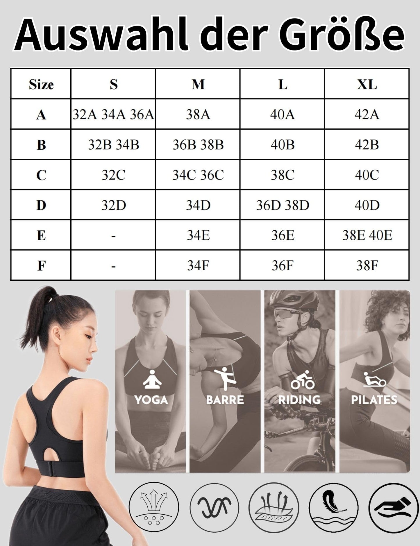 Paeceioni Women's Sports Bra, High Support, White, Regular