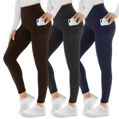 3 Pack Leggings for Women with Pockets High Waist Gym Leggings