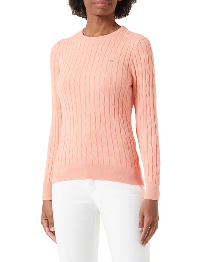 GANT Womens Cotton Cable Knit Crew Neck Sweater