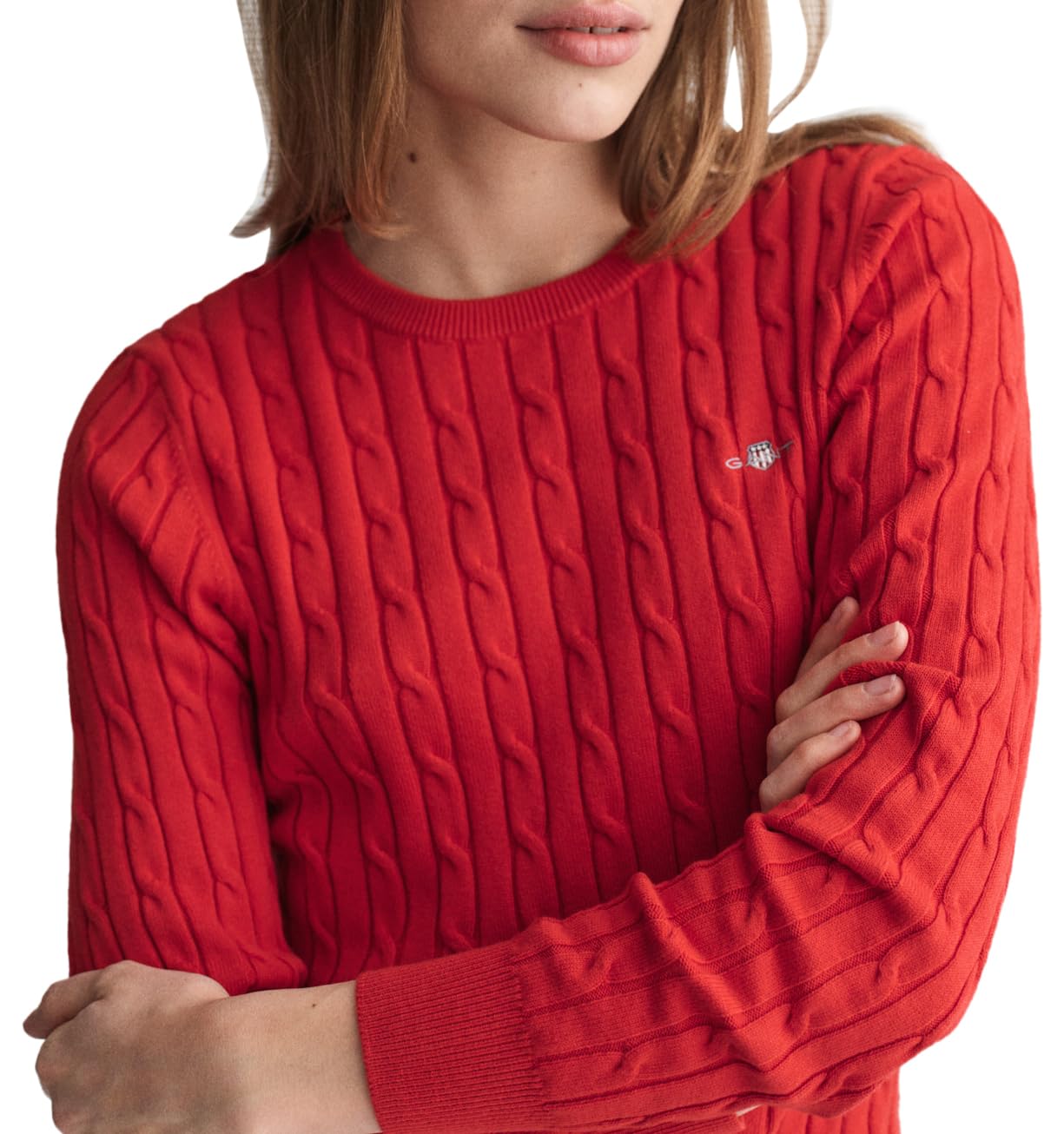 GANT Womens Cotton Cable Knit Crew Neck Sweater