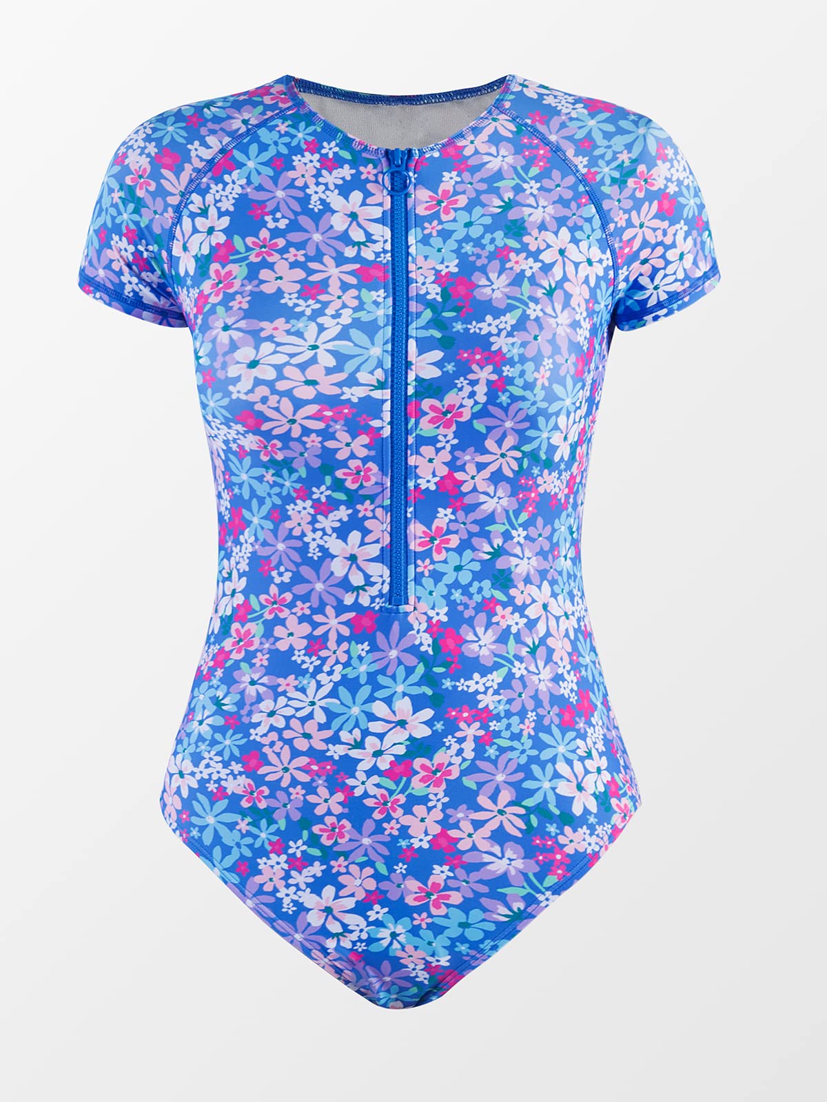 CUPSHE One Piece Swimsuit for Women High Neck Zipper Short Sleeve Bathing Suit