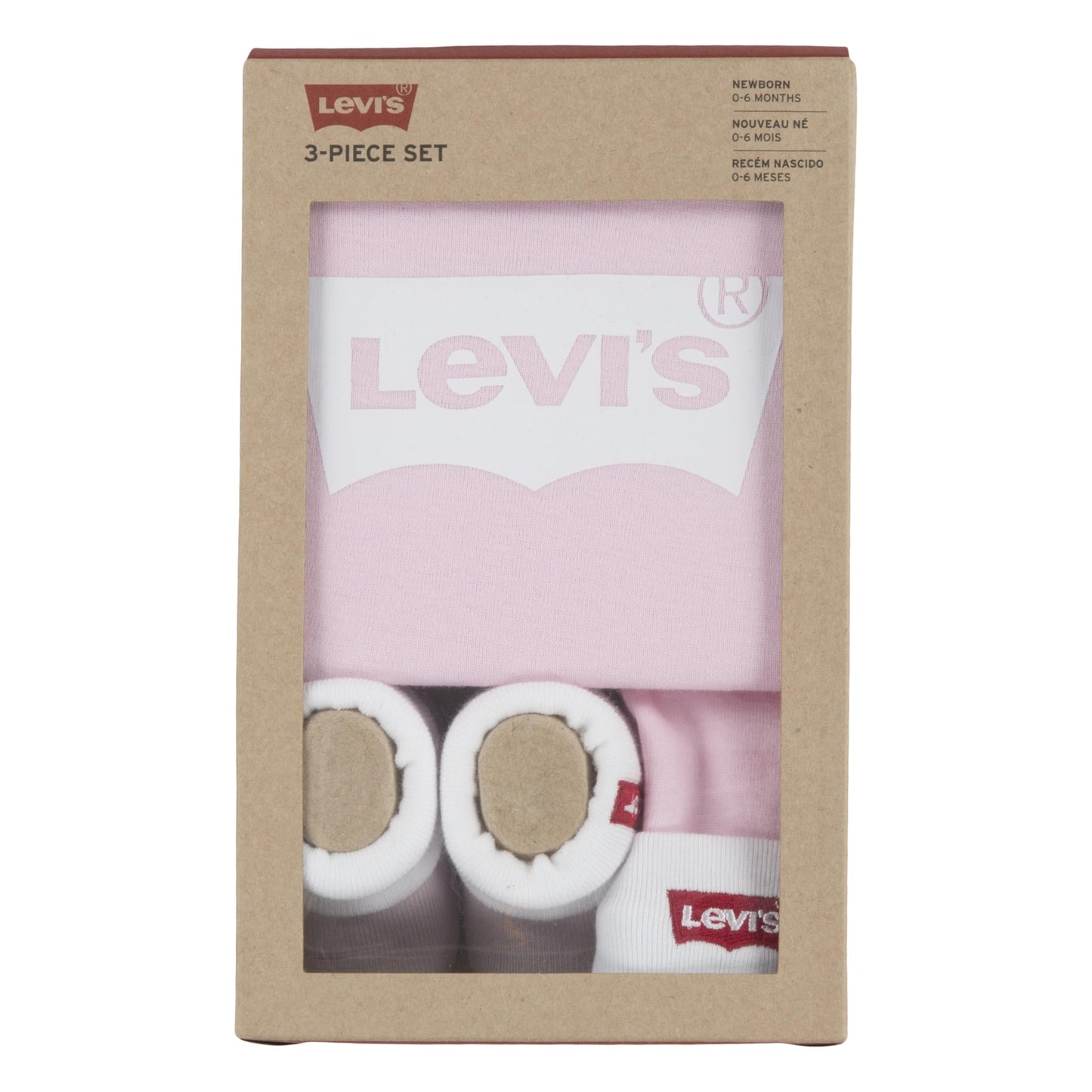 Levi's Baby Boys' Classic Batwing Infant Hat Bodysuit Bootie Set 3pc Toddler