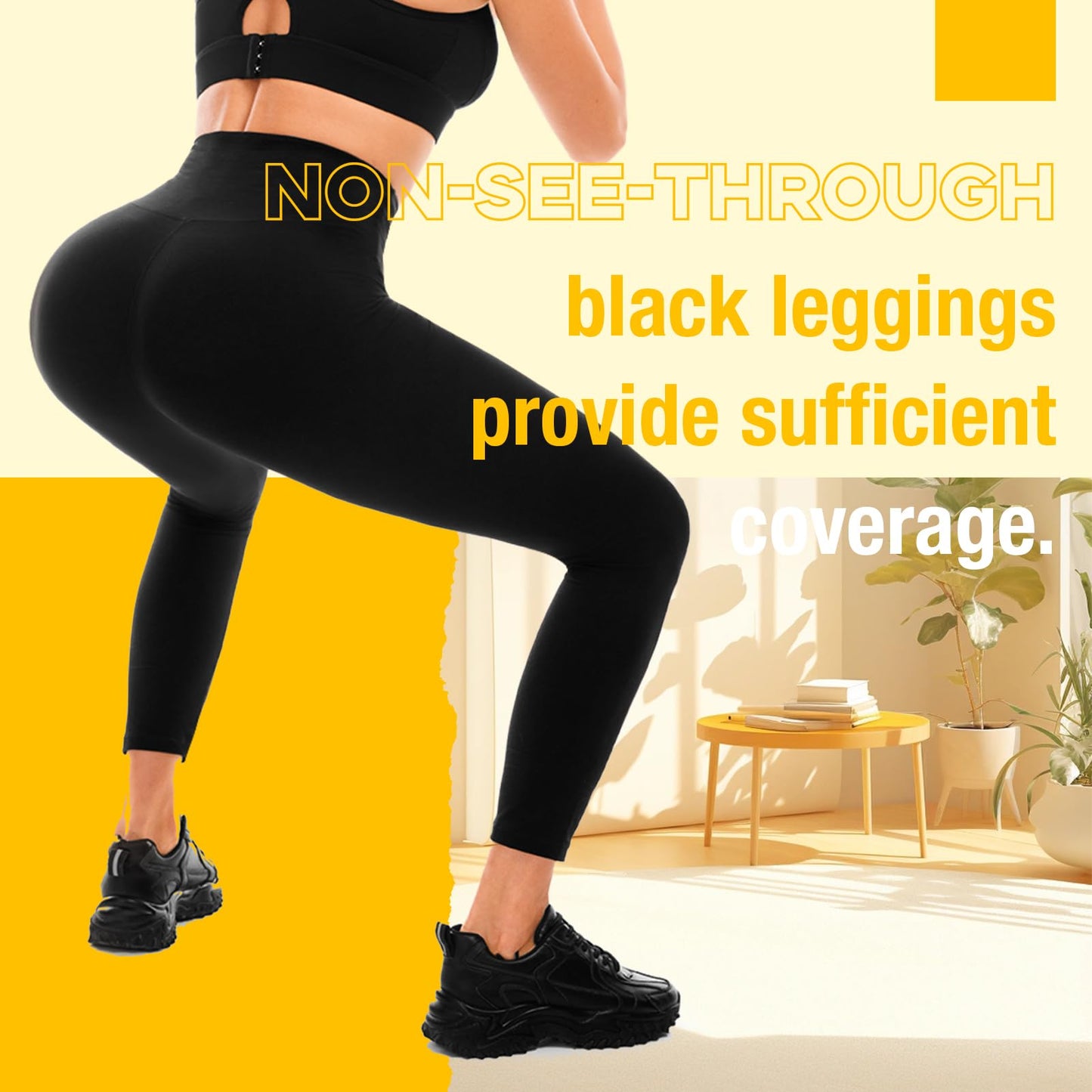 3 Pack Black Leggings for Women