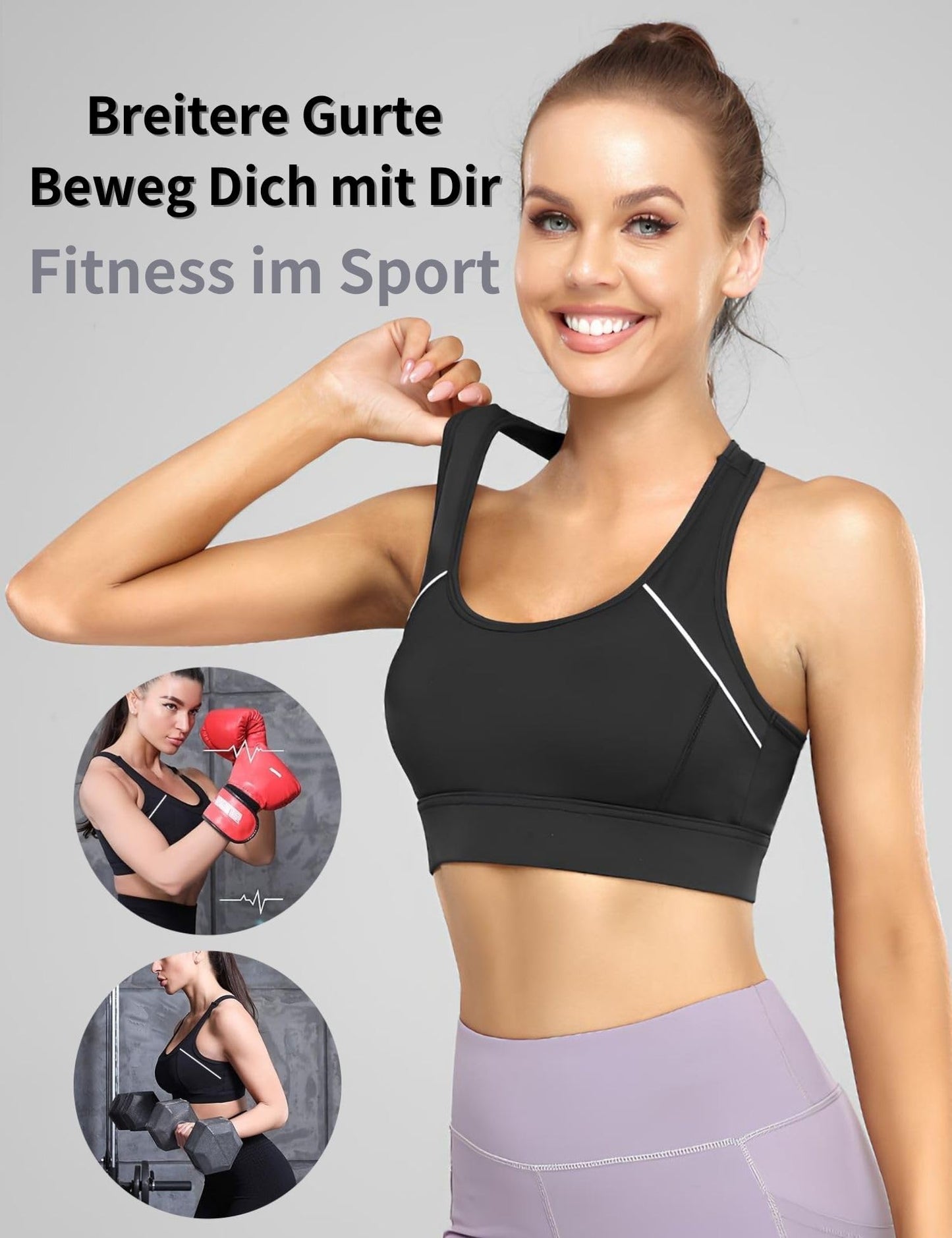 Paeceioni Women's Sports Bra, High Support, White, Regular