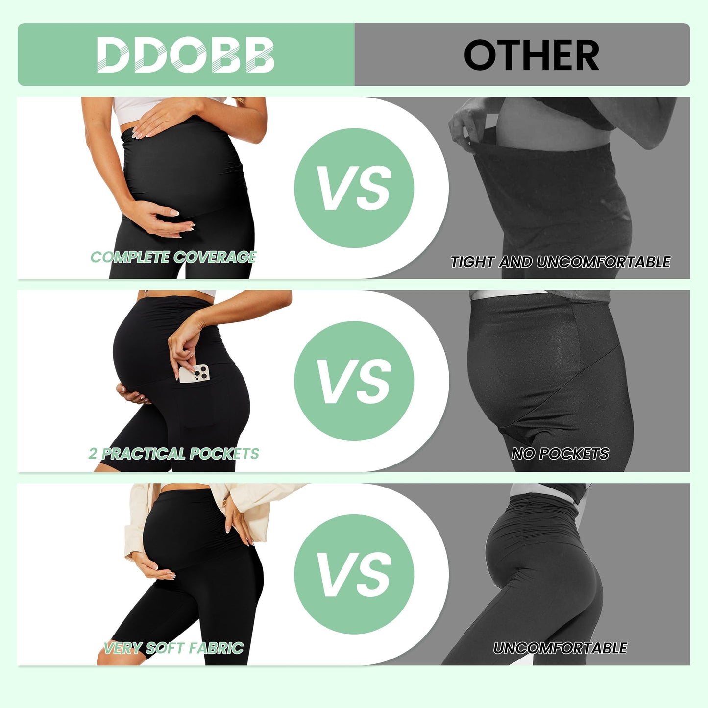 2 Pack Maternity Leggings Over Bump with Pockets High Waist