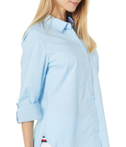 Tommy Hilfiger Women's Plaid Roll Tab Top Button Down Shirt
