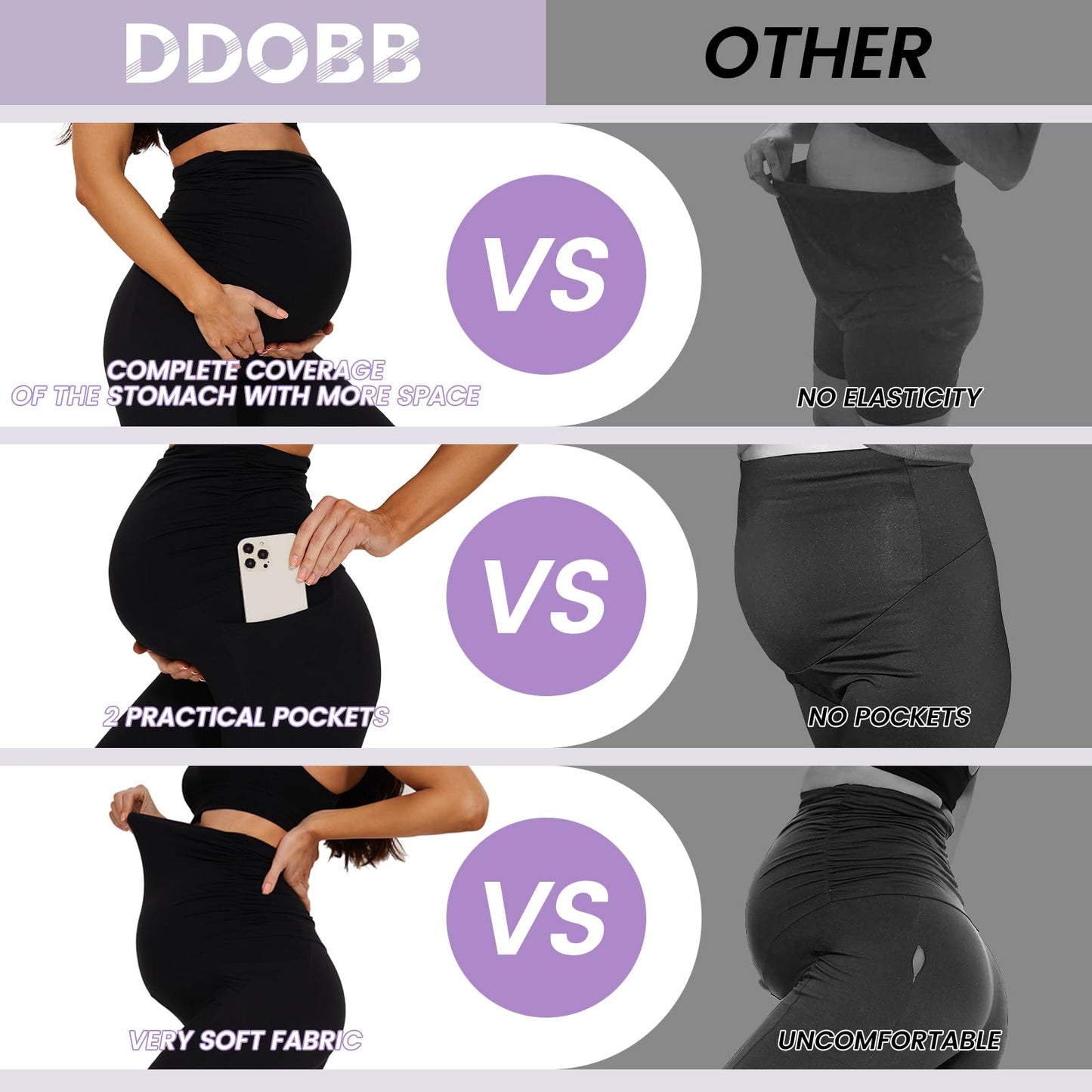 2 Pack Maternity Leggings Over Bump with Pockets High Waist