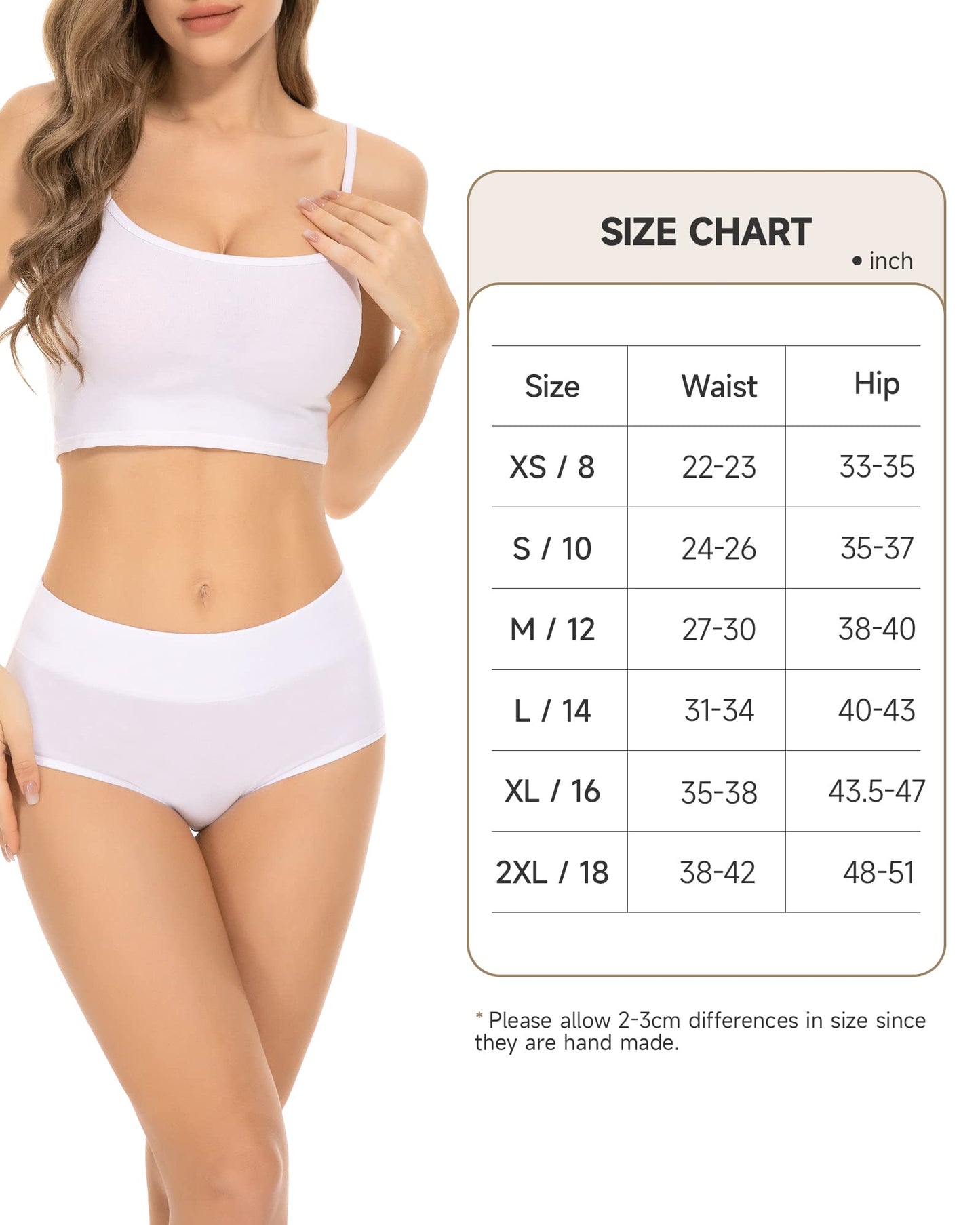 PULIOU Ladies High Waisted Cotton Underwear Panties