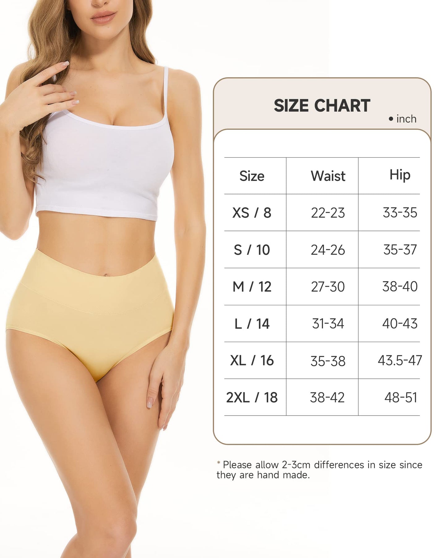 PULIOU Ladies High Waisted Cotton Underwear Panties