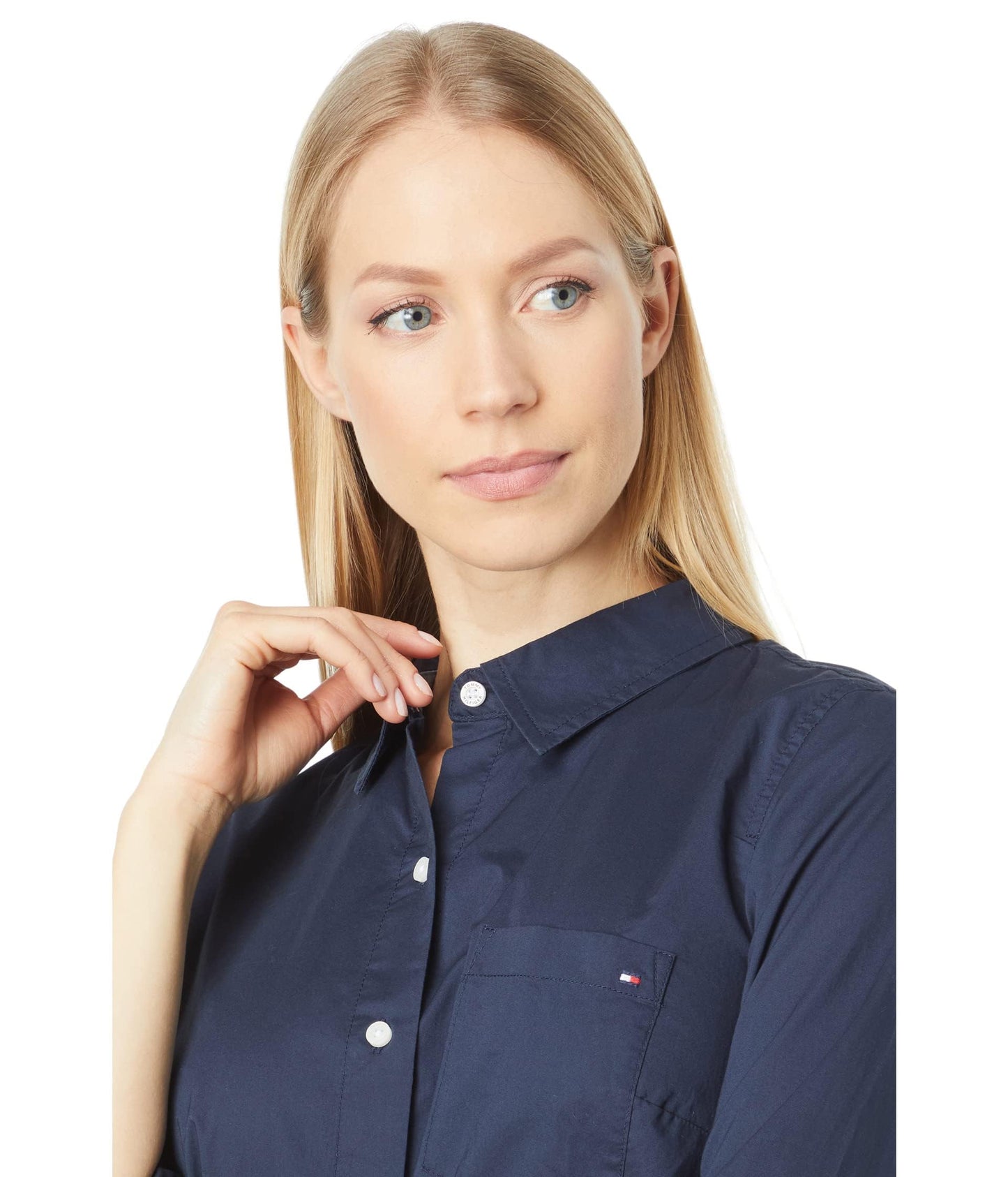Tommy Hilfiger Women's Plaid Roll Tab Top Button Down Shirt