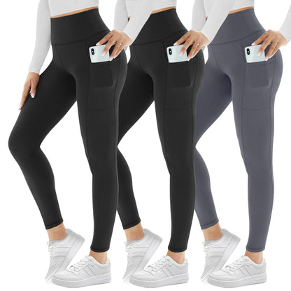 3 Pack Leggings for Women with Pockets High Waist Gym Leggings