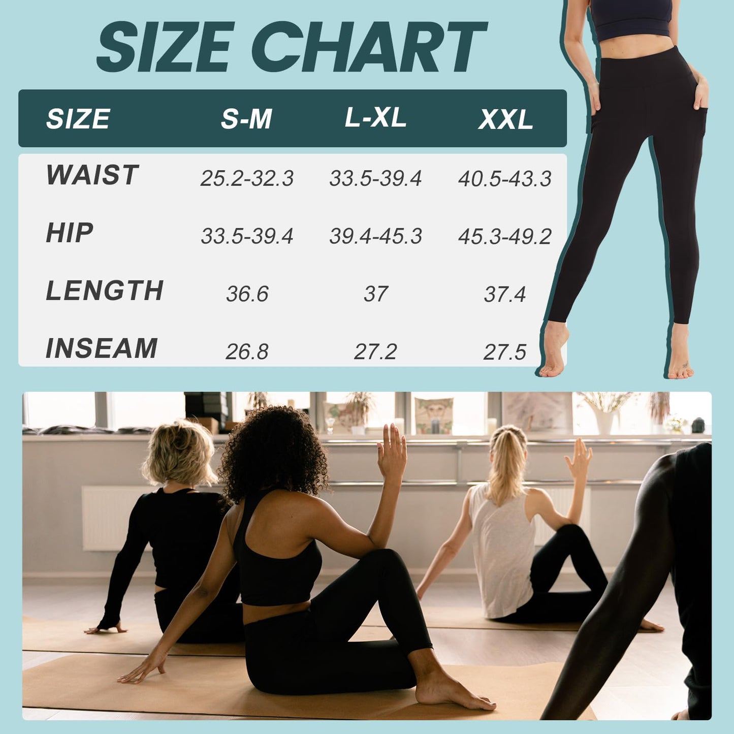 3 Pack Leggings for Women with Pockets High Waist Gym Leggings