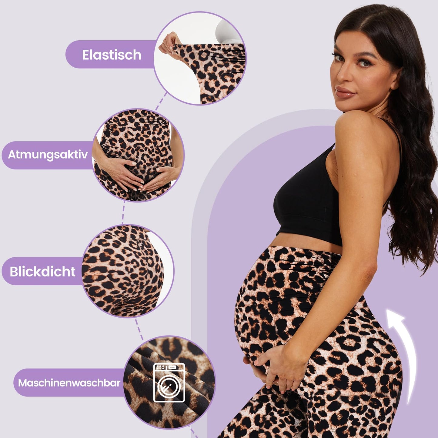 2 Pack Maternity Leggings Over Bump with Pockets High Waist