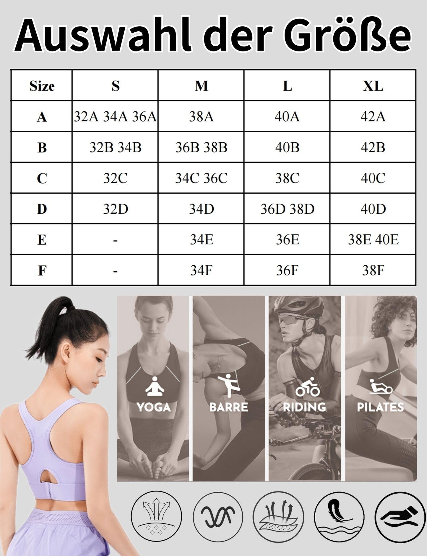 Paeceioni Women's Sports Bra, High Support, White, Regular