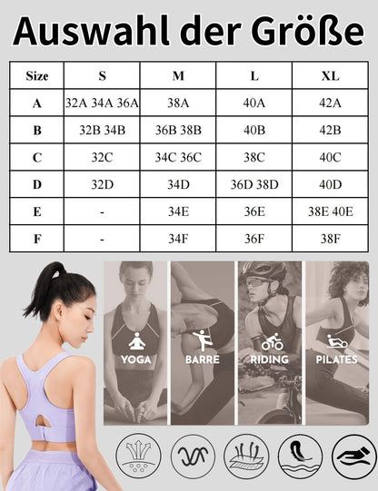 Paeceioni Women's Sports Bra, High Support, White, Regular