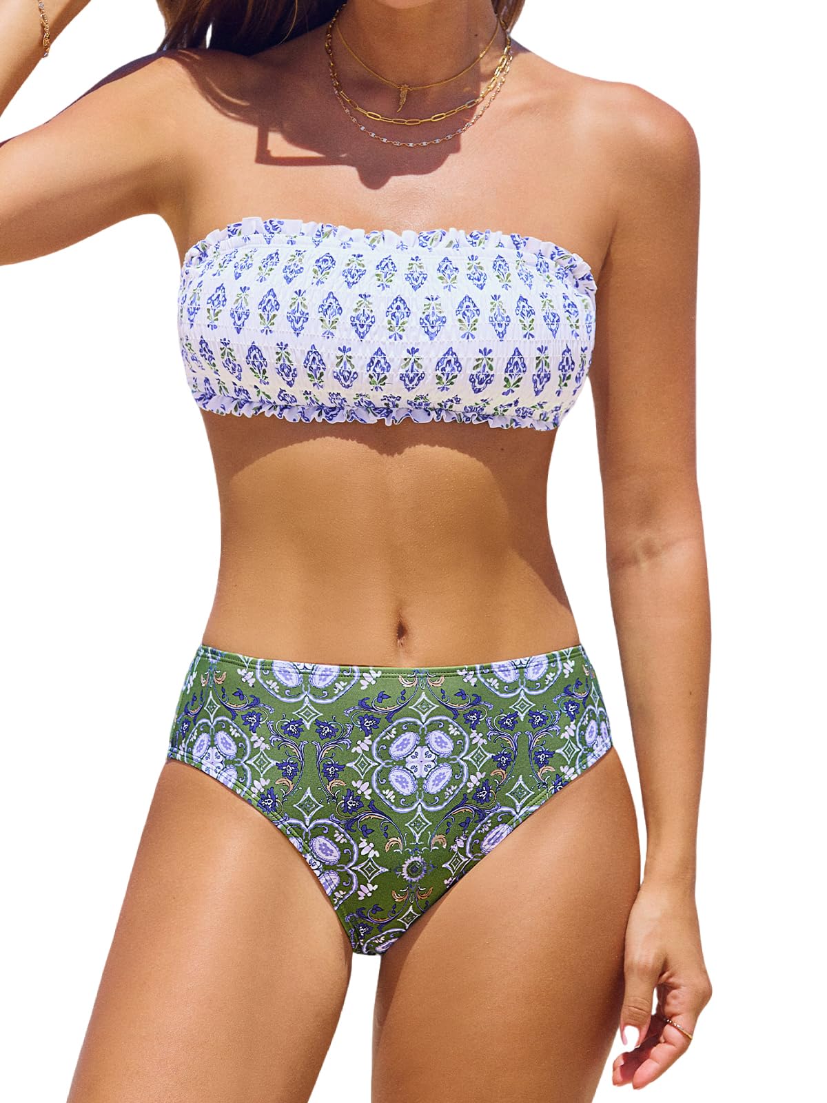 CUPSHE Bikini Set for Women Bandeau Two Piece