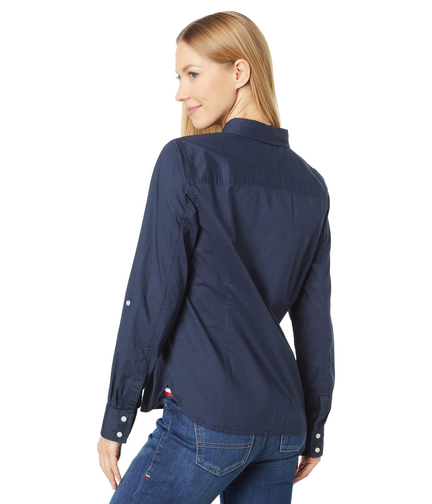 Tommy Hilfiger Women's Plaid Roll Tab Top Button Down Shirt