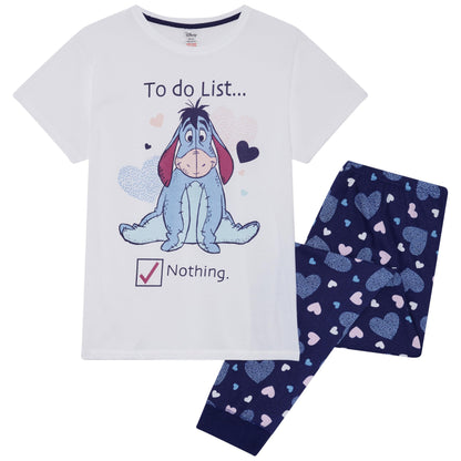 Eeyore Womens Long Pyjama Set 100% cotton Licensed Winnie the Pooh Gift UK 8-26